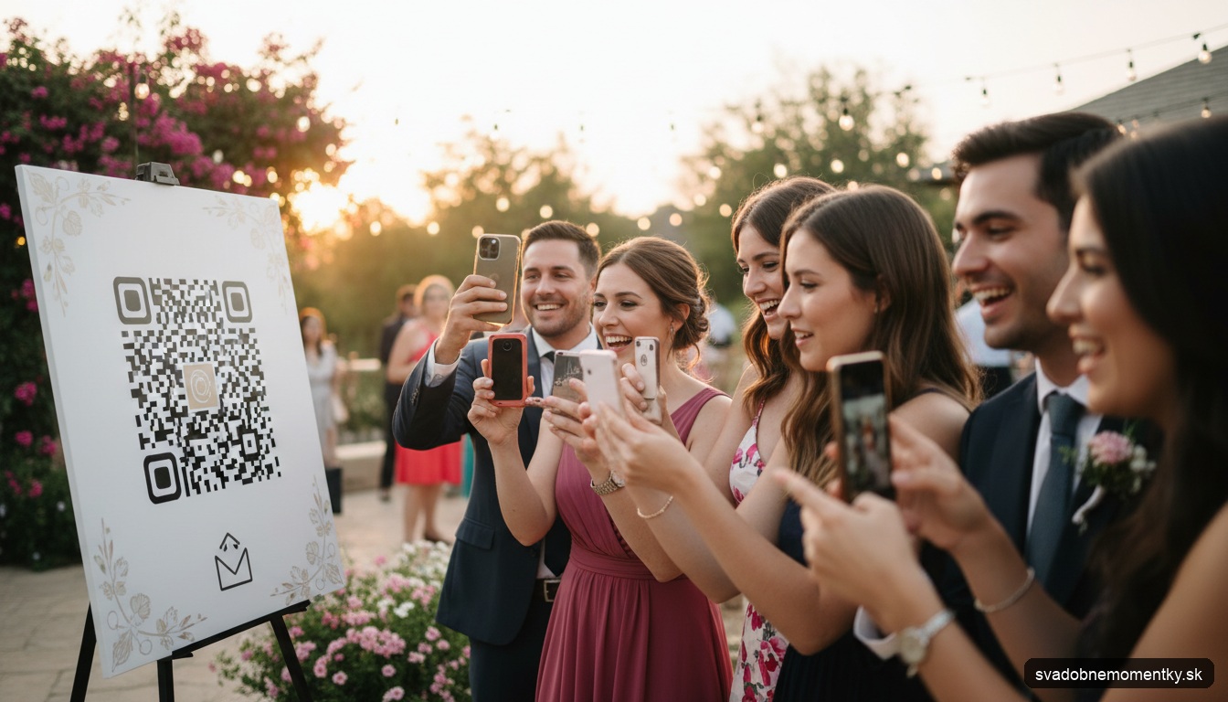 hostí nahrávajúcich svadobné fotografie cez smartfóny pomocou QR kódu, druhý obrázok do článku